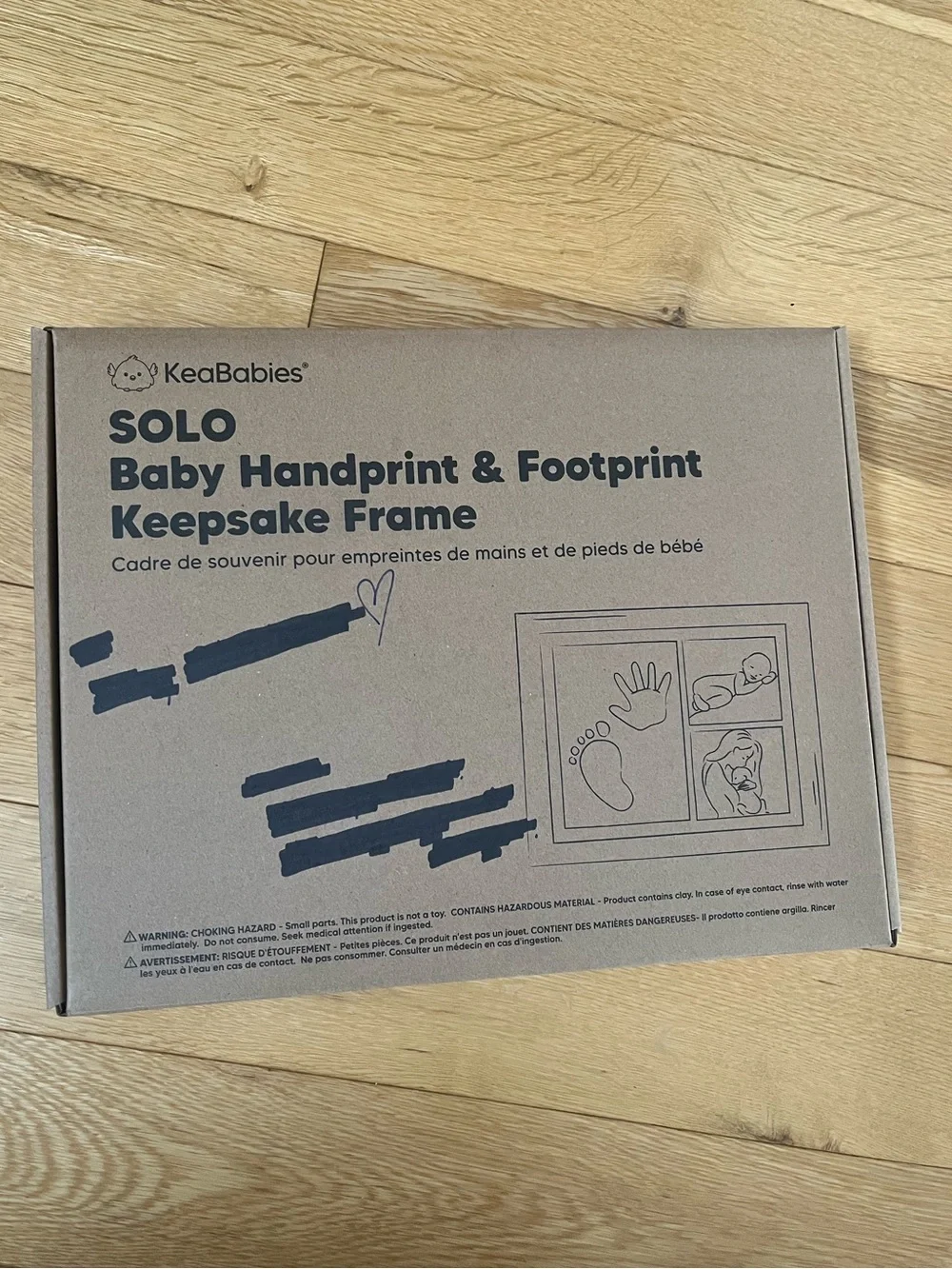 KeaBabies SOLO Baby Handprint & Footprint Keepsake Frame in Ash Wood 11”x8.8”